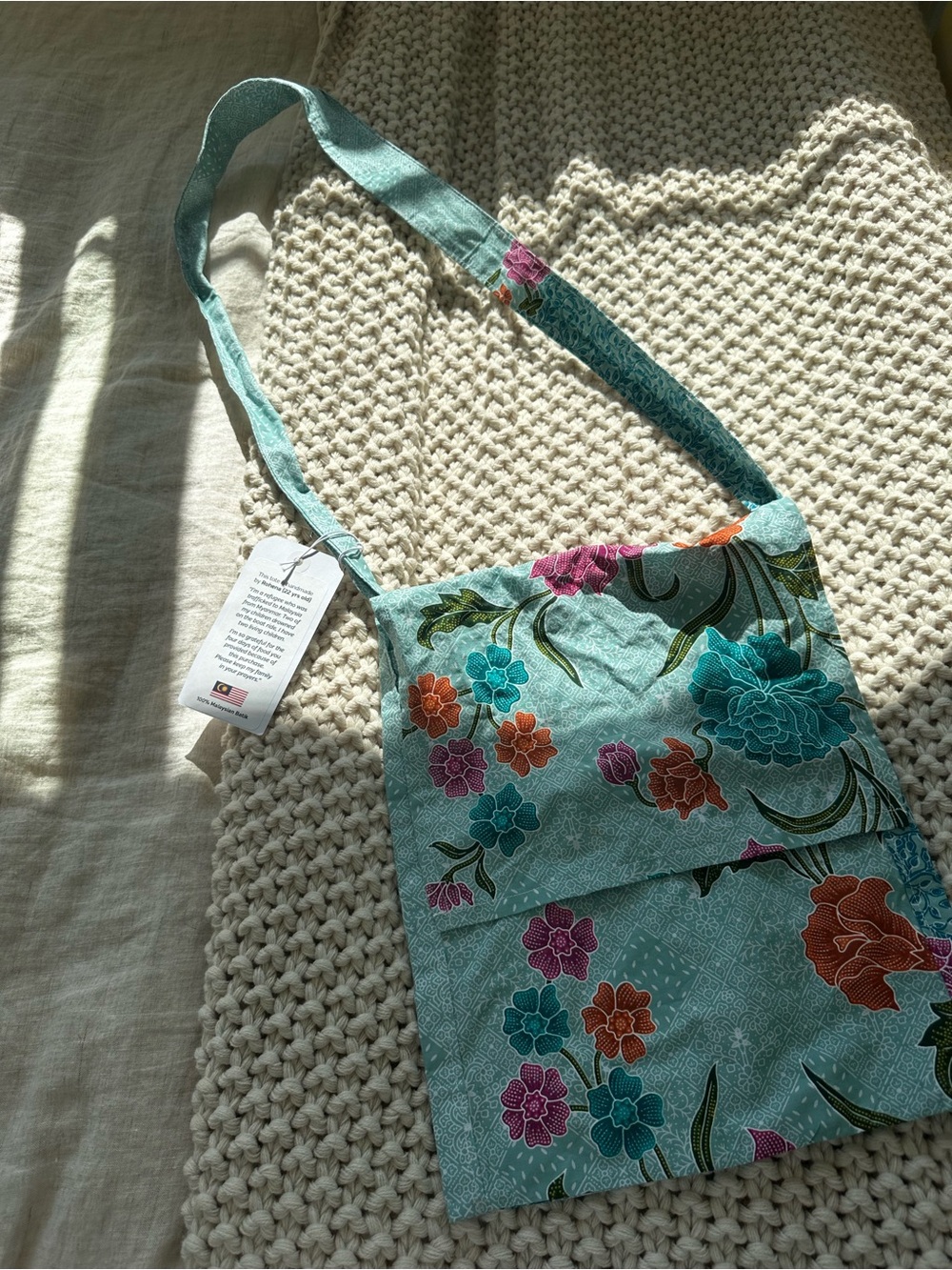 Floral Crossbody Shoulder Bag in Teal